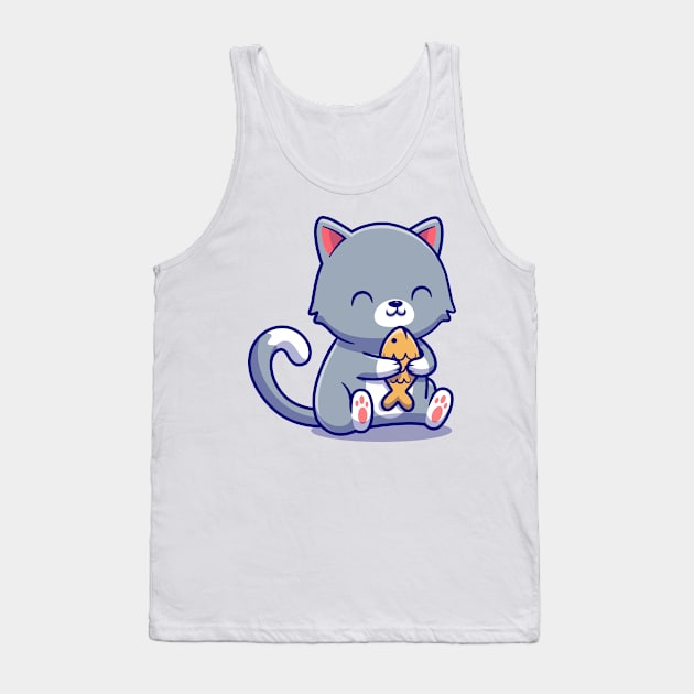 Mochi Mochi Peach Cat Sticker Tank Top by timegraf